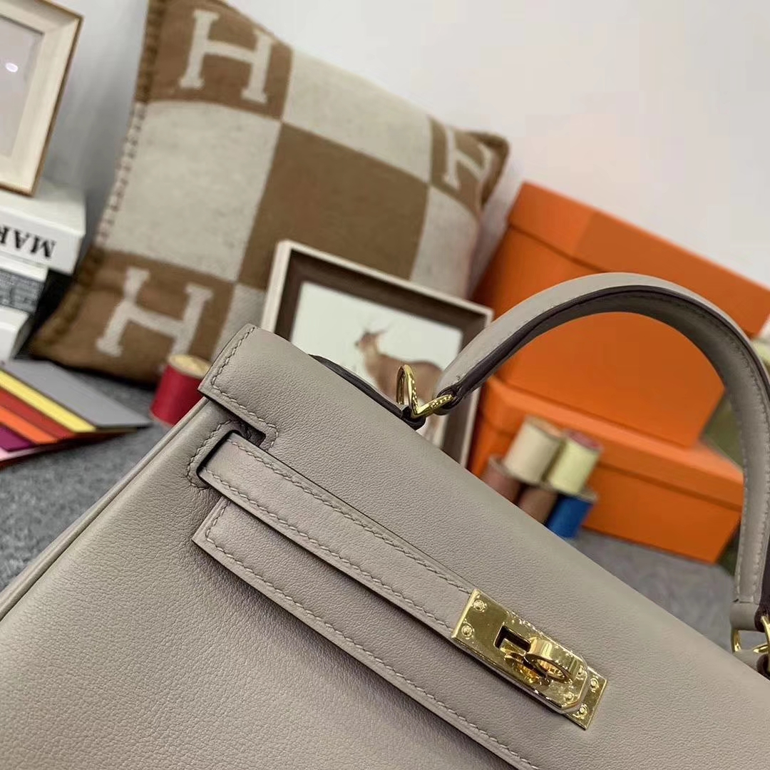 Hermès（爱马仕）M8 沥青灰 原厂御用顶级Swift 皮 Kelly 25 内缝 金扣