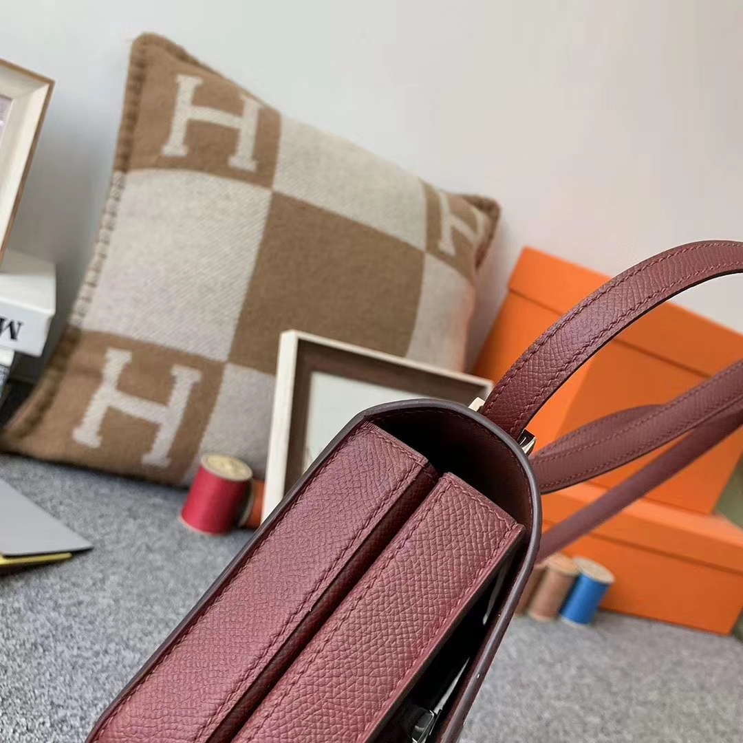 Hermès（爱马仕）爱马仕红 原厂御用顶级Epsom 皮 马赛克 银扣