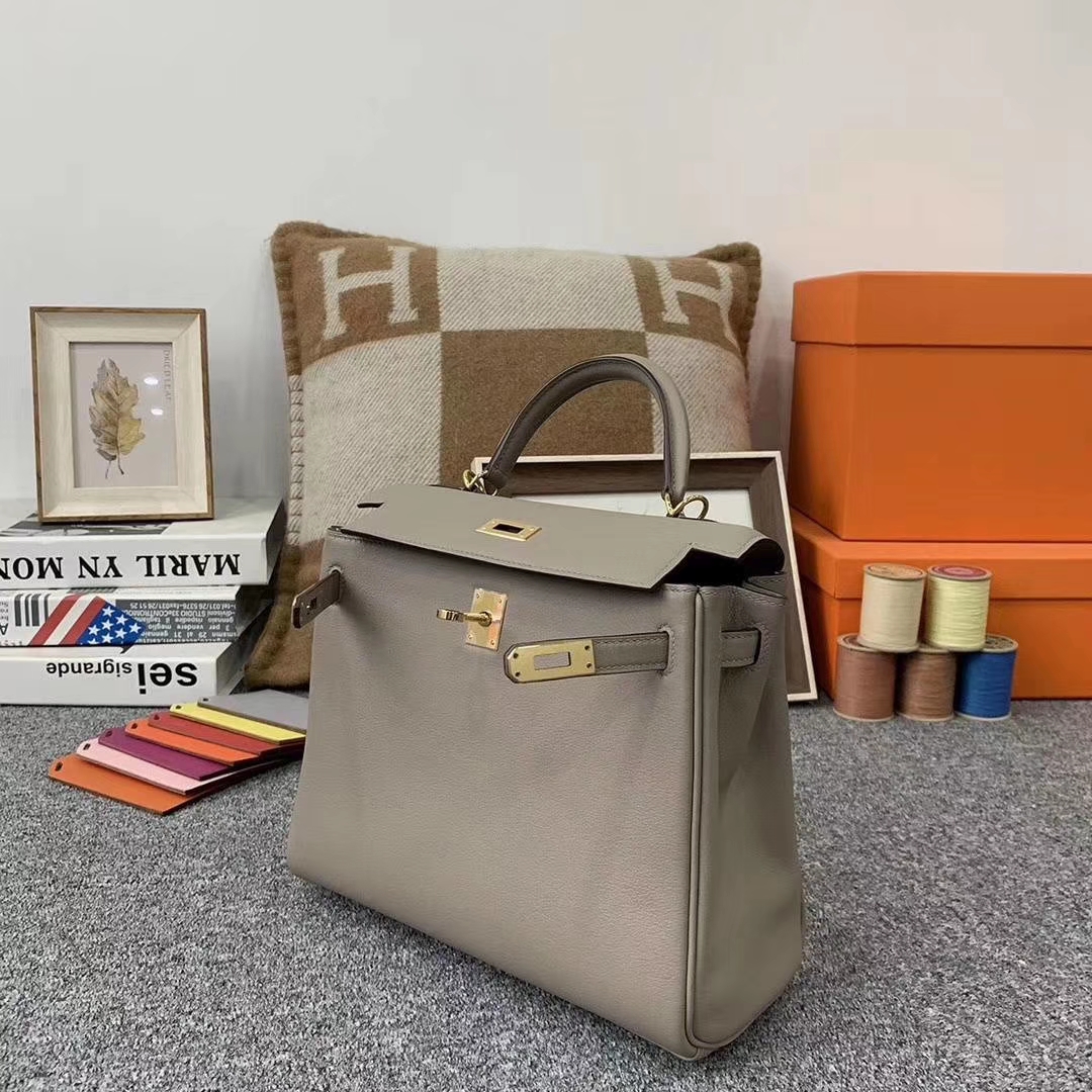 Hermès（爱马仕）M8 沥青灰 原厂御用顶级Swift 皮 Kelly 25 内缝 金扣