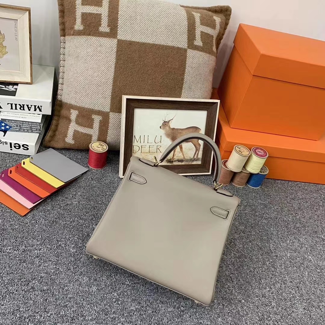 Hermès（爱马仕）M8 沥青灰 原厂御用顶级Swift 皮 Kelly 25 内缝 金扣