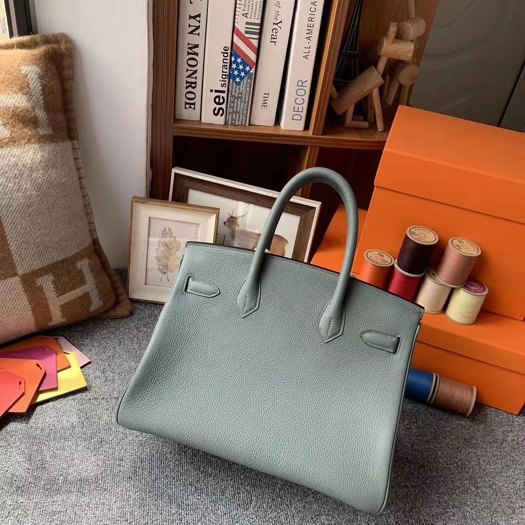 Hermès（爱马仕）杏绿色 原厂御用顶级小牛皮 Birkin 30 玫瑰金扣