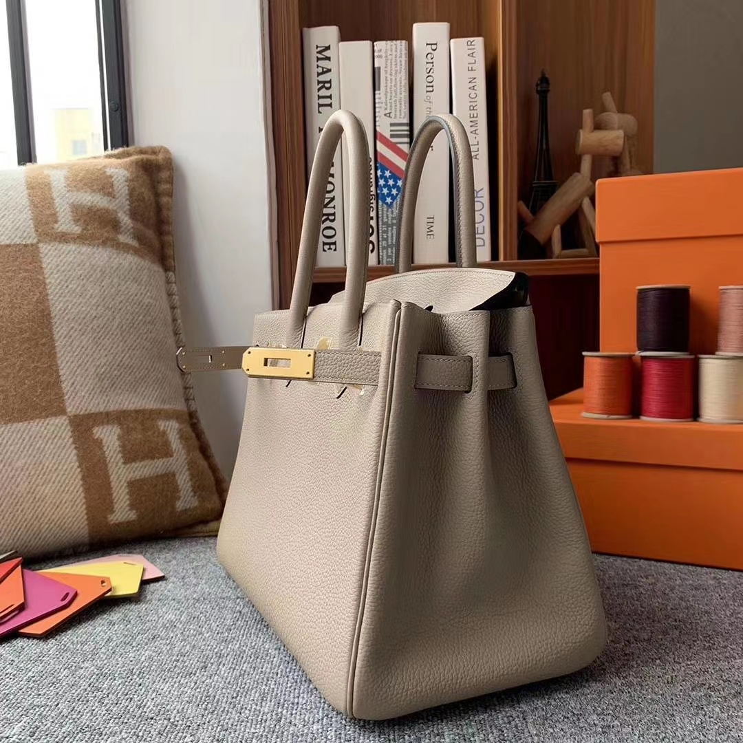 Hermès（爱马仕）CK81斑鸠灰 原厂御用顶级小牛皮 Birkin 30 金扣