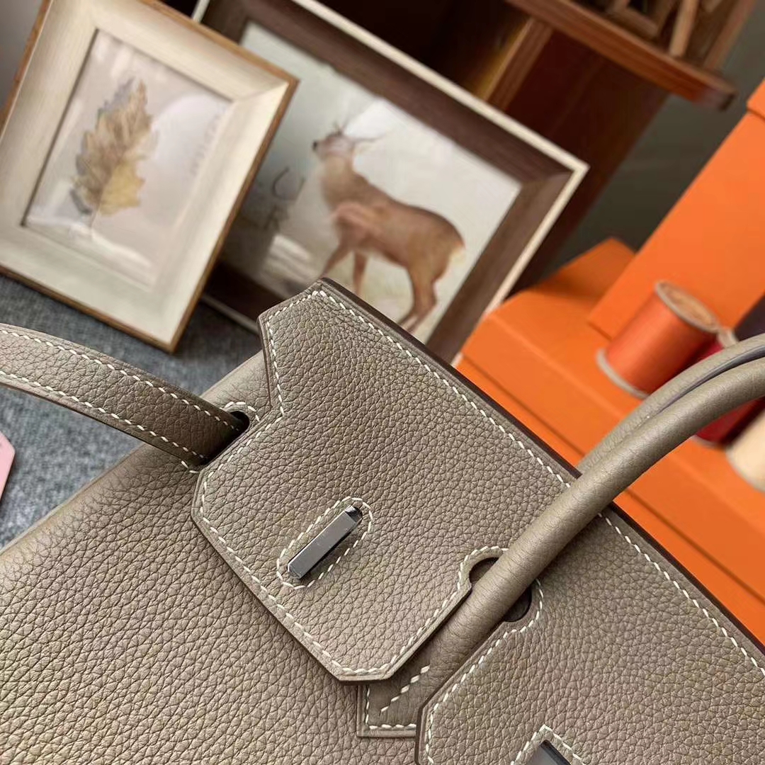 Hermès（爱马仕）CK18大象灰 原厂御用顶级小牛皮 Birkin 25 银扣 现货