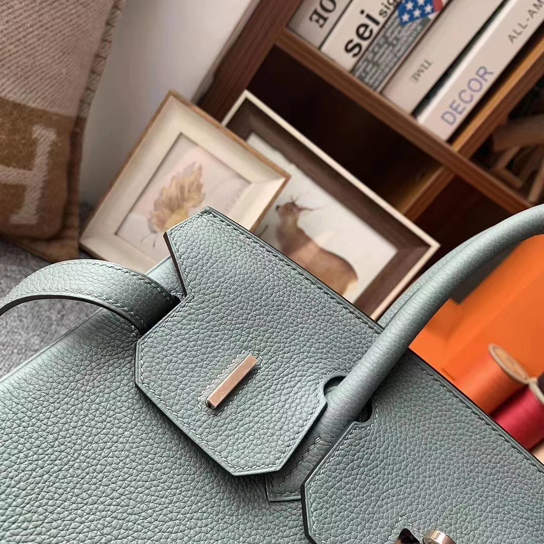 Hermès（爱马仕）杏绿色 原厂御用顶级小牛皮 Birkin 30 玫瑰金扣