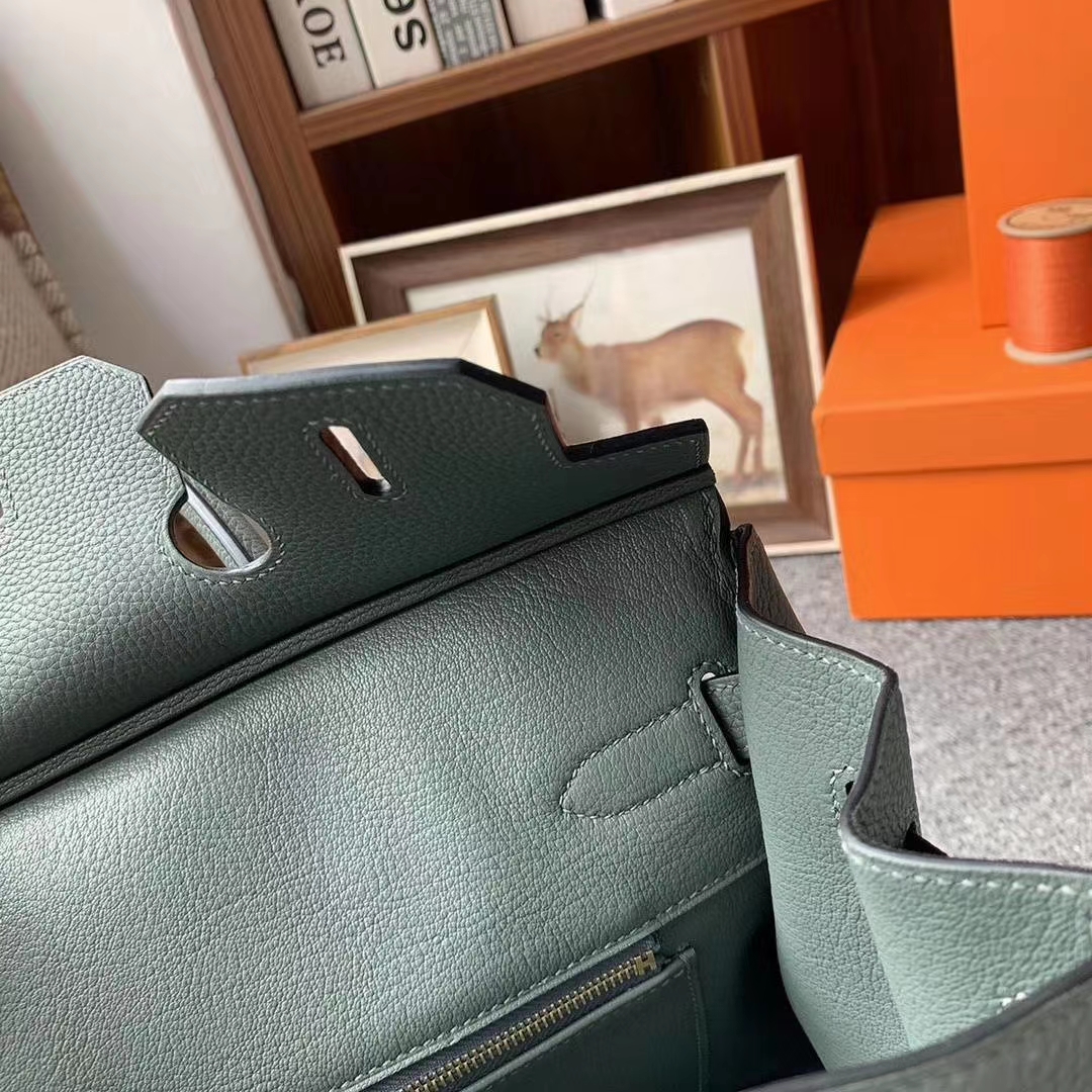Hermès（爱马仕）杏绿色 原厂御用顶级小牛皮 Birkin 30 玫瑰金扣