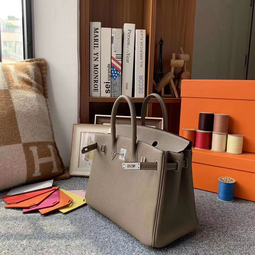 Hermès（爱马仕）CK18大象灰 原厂御用顶级小牛皮 Birkin 25 银扣 现货