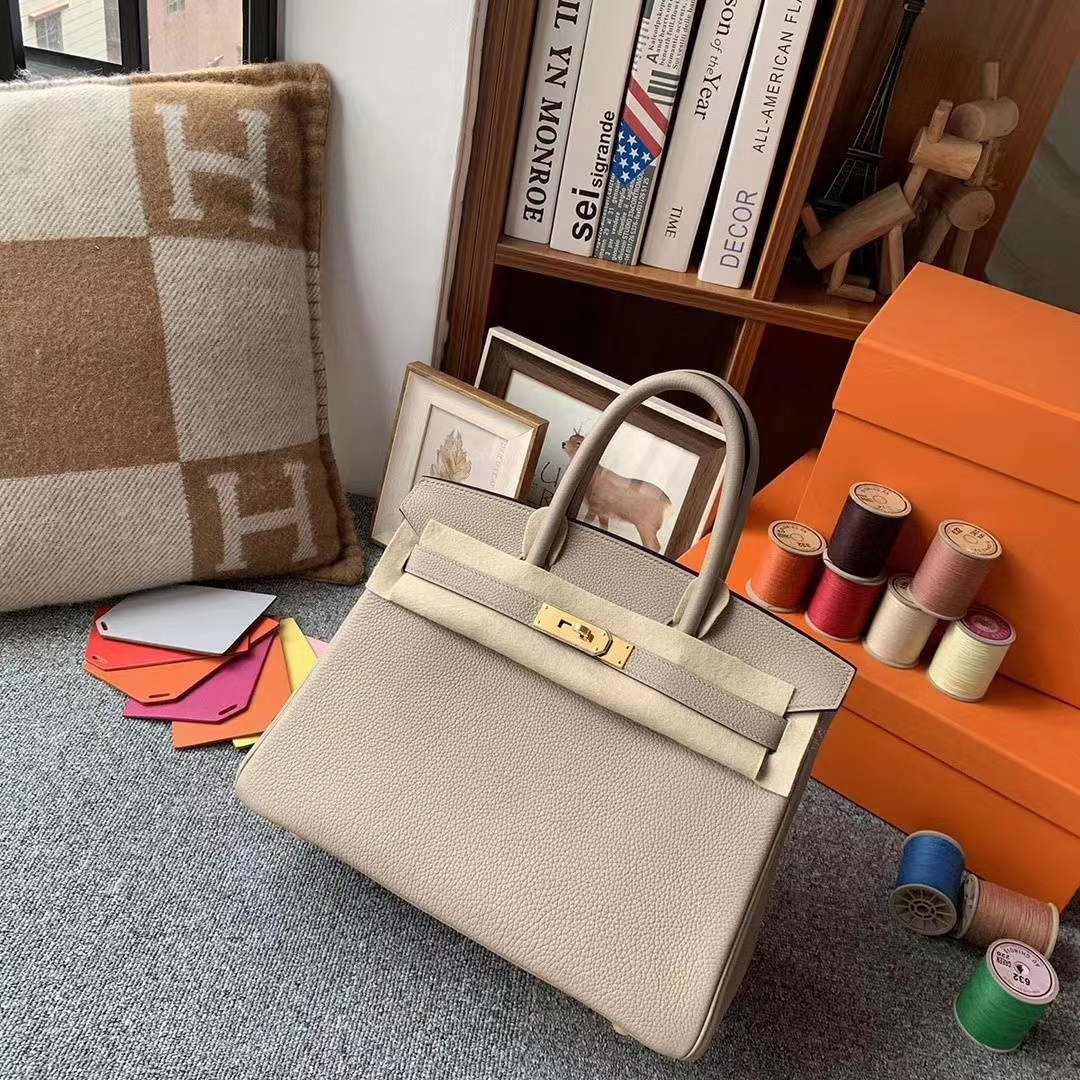 Hermès（爱马仕）CK81斑鸠灰 原厂御用顶级小牛皮 Birkin 30 金扣