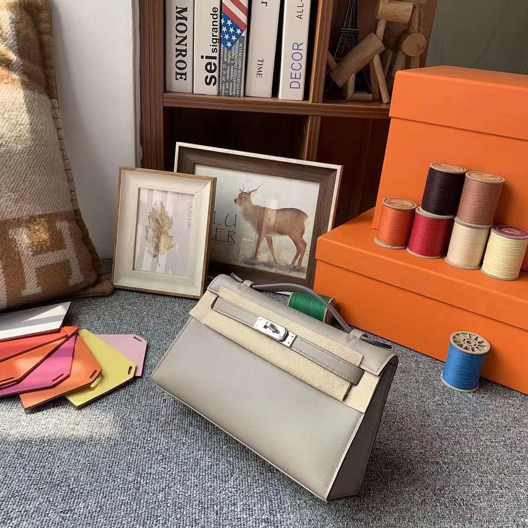 Hermès（爱马仕）m8 沥青灰 原厂御用顶级Swift 皮 Mini Kelly 银扣