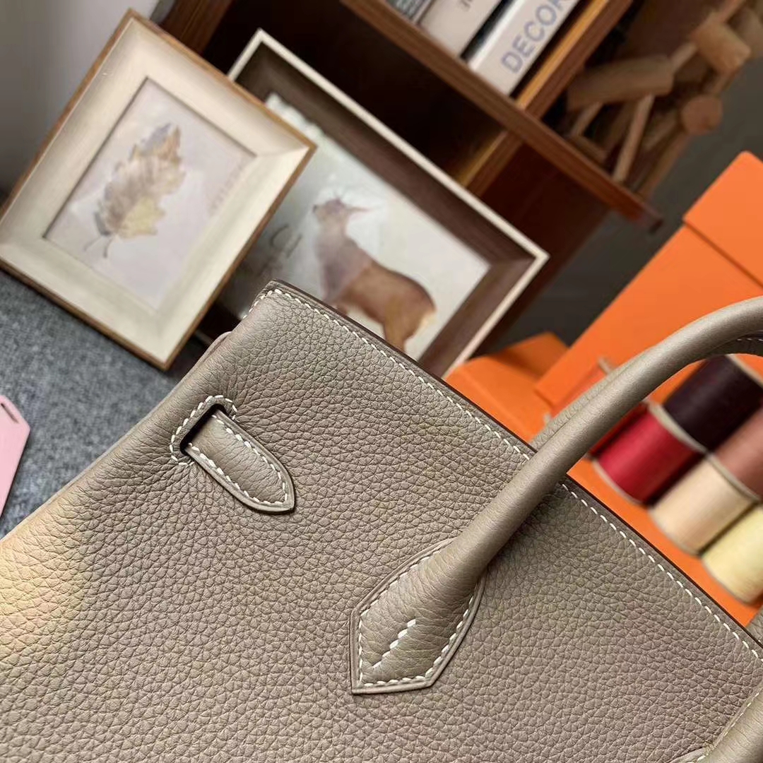 Hermès（爱马仕）CK18大象灰 原厂御用顶级小牛皮 Birkin 25 银扣 现货