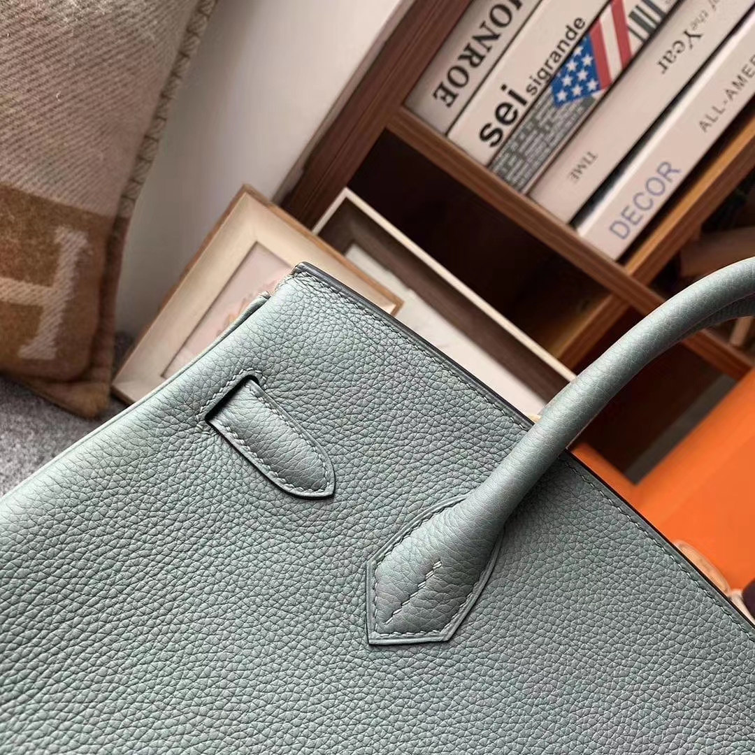 Hermès（爱马仕）杏绿色 原厂御用顶级小牛皮 Birkin 30 玫瑰金扣