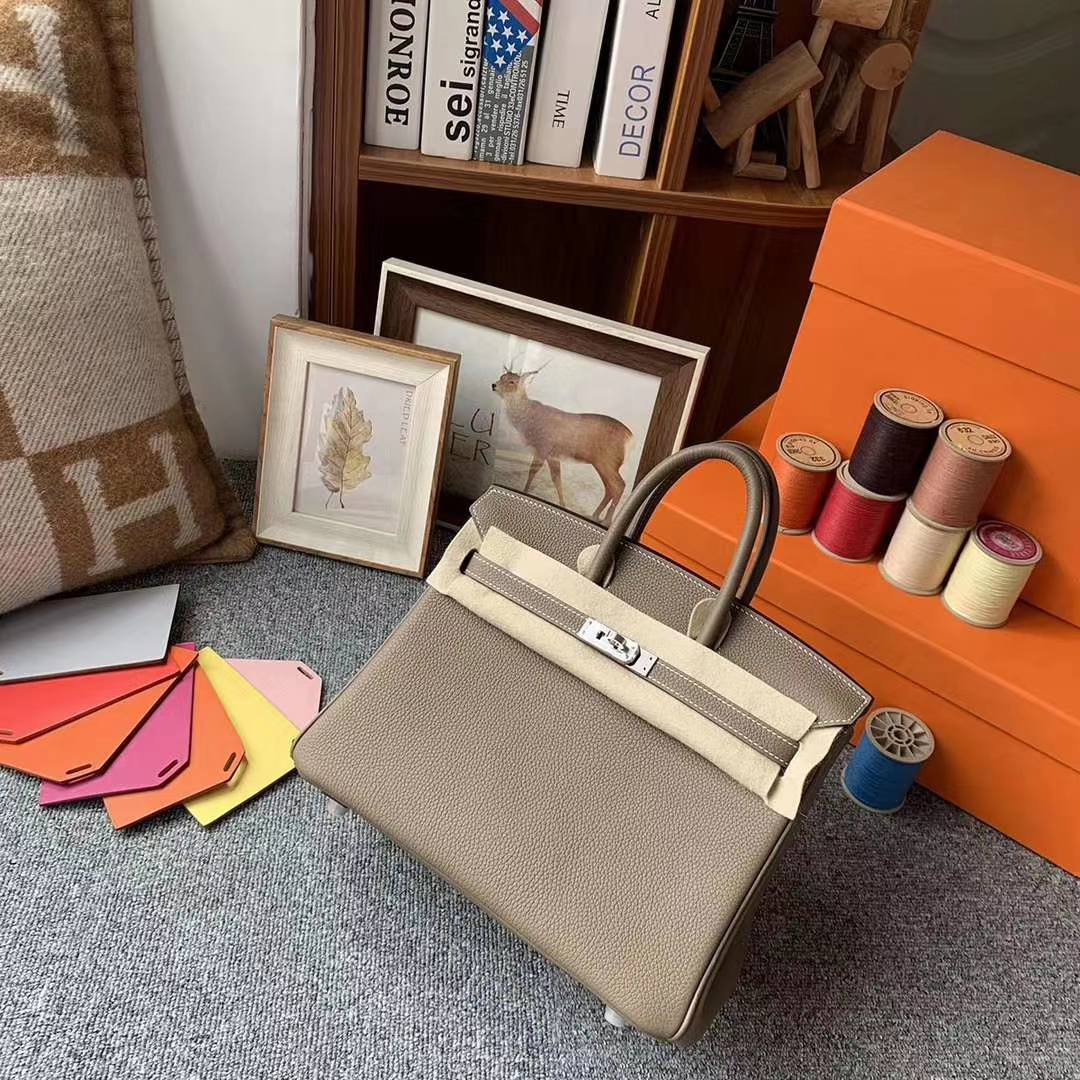 Hermès（爱马仕）CK18大象灰 原厂御用顶级小牛皮 Birkin 25 银扣 现货