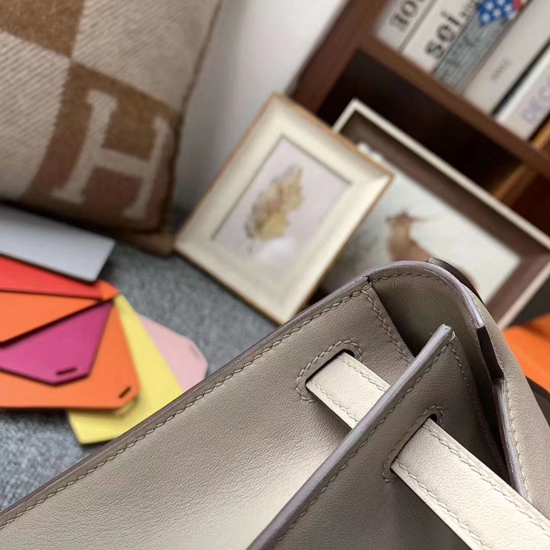 Hermès（爱马仕）m8 沥青灰 原厂御用顶级Swift 皮 Mini Kelly 银扣