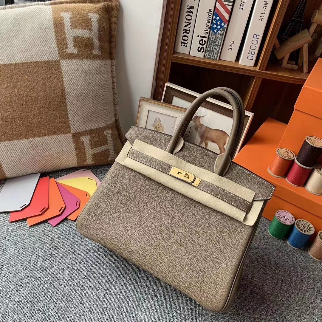 Hermès（爱马仕）CK18大象灰 原厂御用顶级小牛皮 Birkin 30 金扣 现货