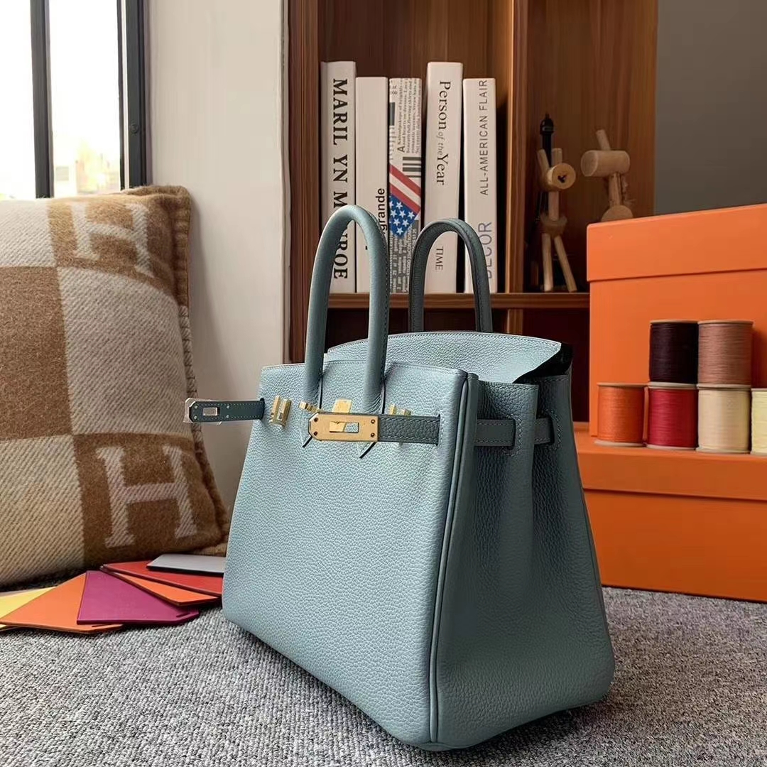 Hermès（爱马仕）天青色 原厂御用顶级小牛皮 Birkin 25 金扣