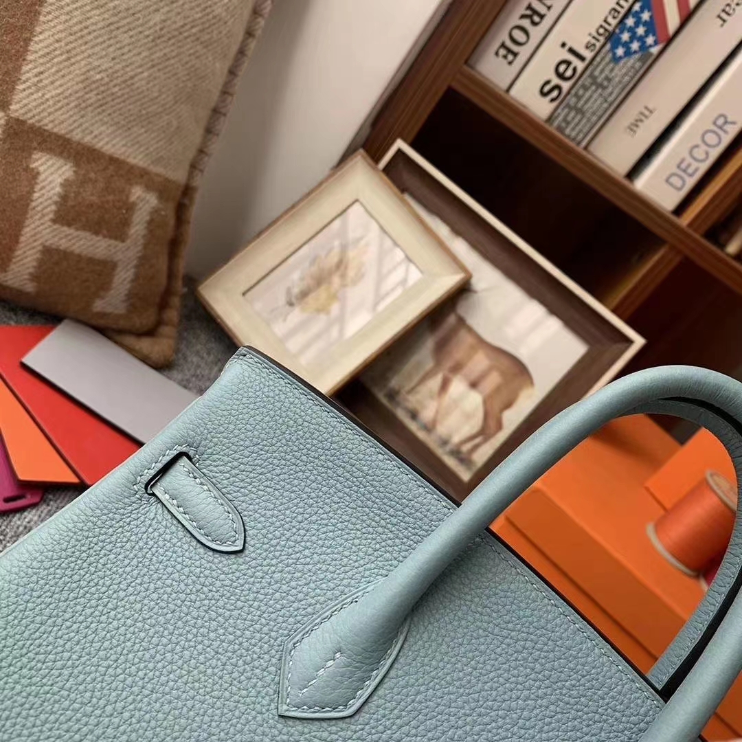 Hermès（爱马仕）天青色 原厂御用顶级小牛皮 Birkin 25 金扣