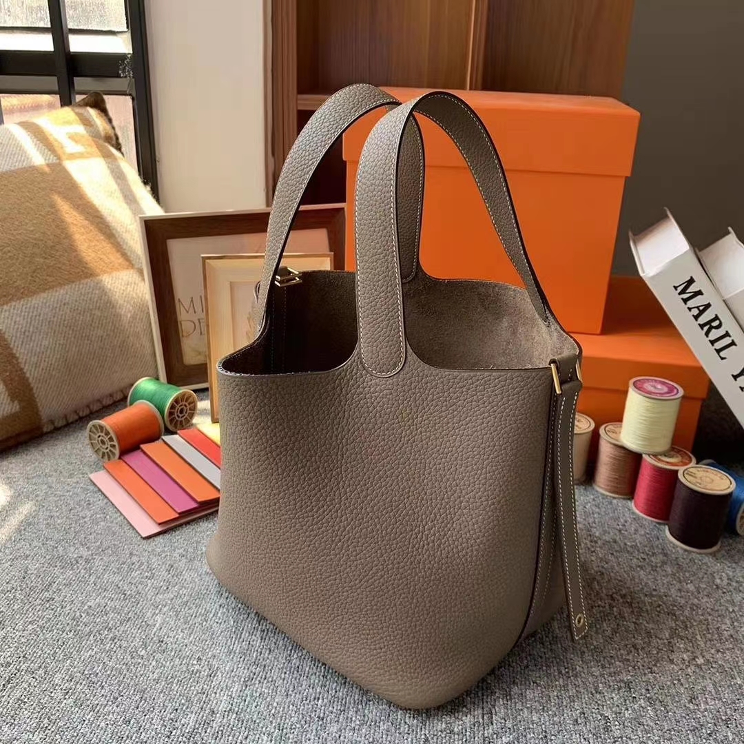 Hermès（爱马仕）CK18大象灰 原厂御用顶级TC皮 Picotin  Lock 22cm 金扣 银扣 现货