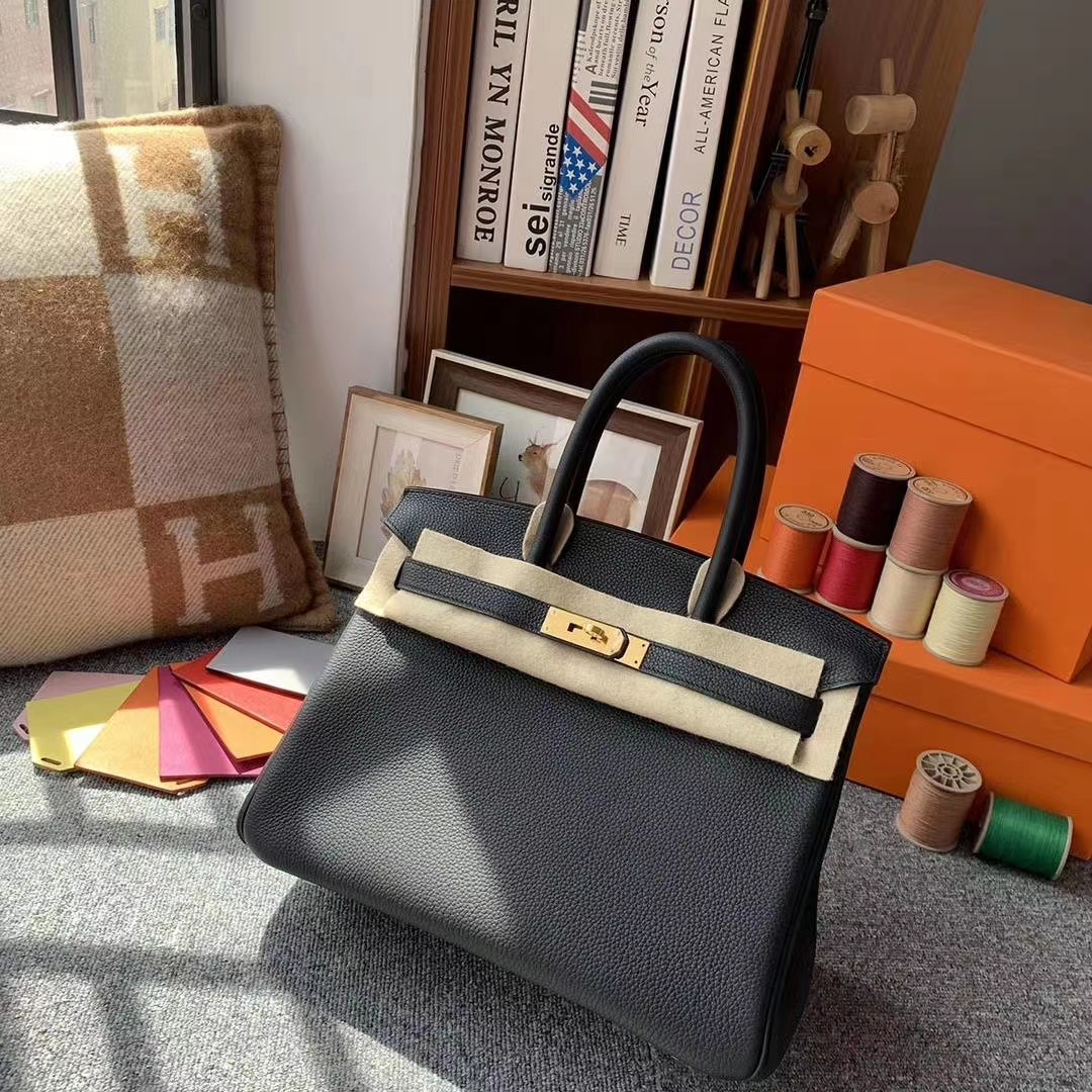 Hermès（爱马仕）CK89黑色 原厂御用顶级小牛皮 Birkin 30 金扣 现货