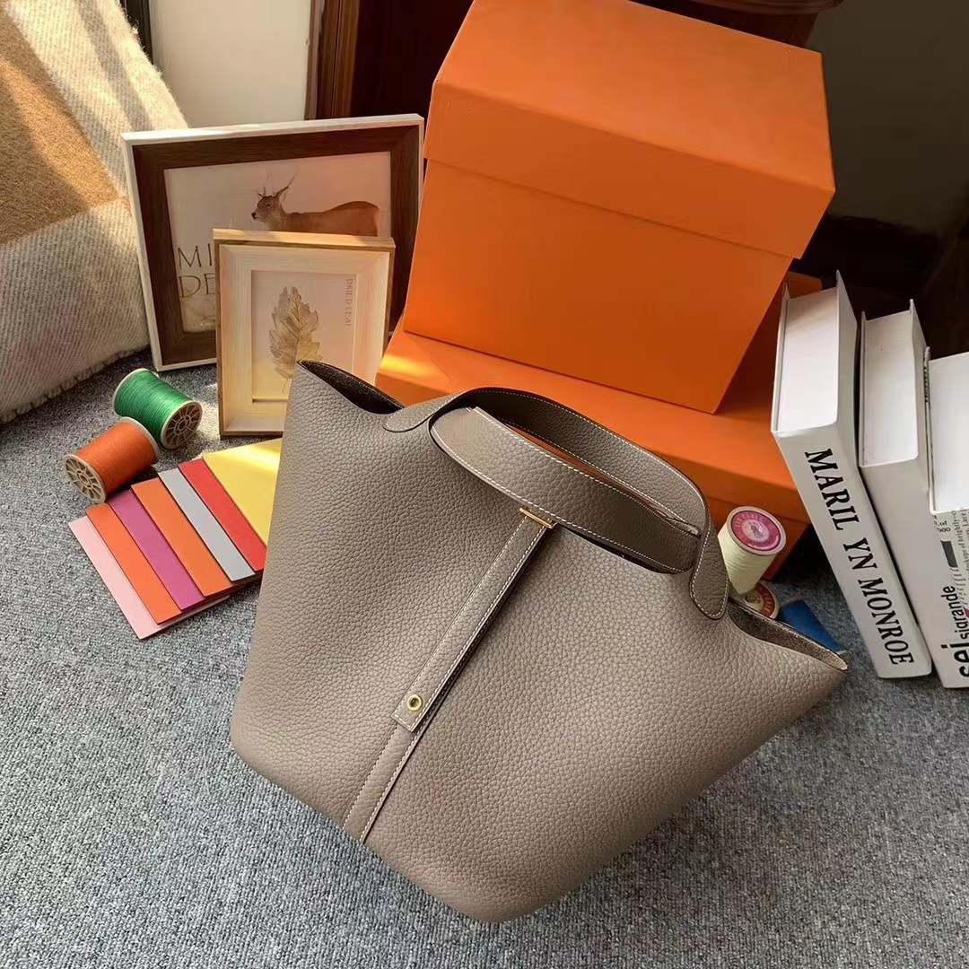 Hermès（爱马仕）CK18大象灰 原厂御用顶级TC皮 Picotin  Lock 22cm 金扣 银扣 现货