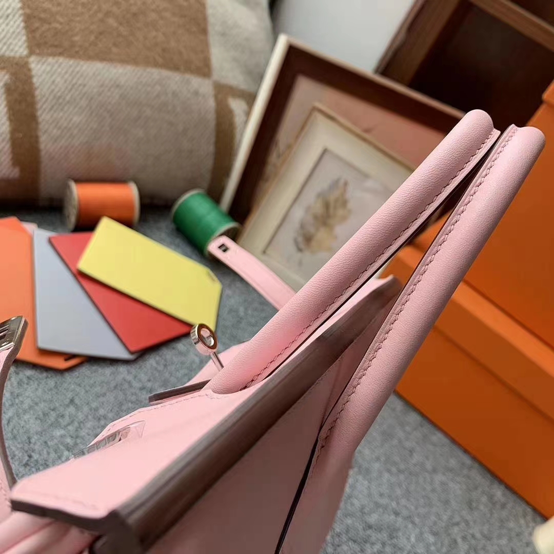 Hermès（爱马仕）3Q新樱花粉 原厂御用顶级Swift 皮 Birkin 25 银扣 现货