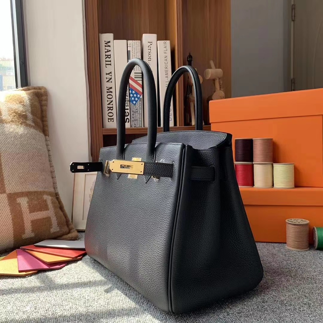 Hermès（爱马仕）CK89黑色 原厂御用顶级小牛皮 Birkin 30 金扣 现货
