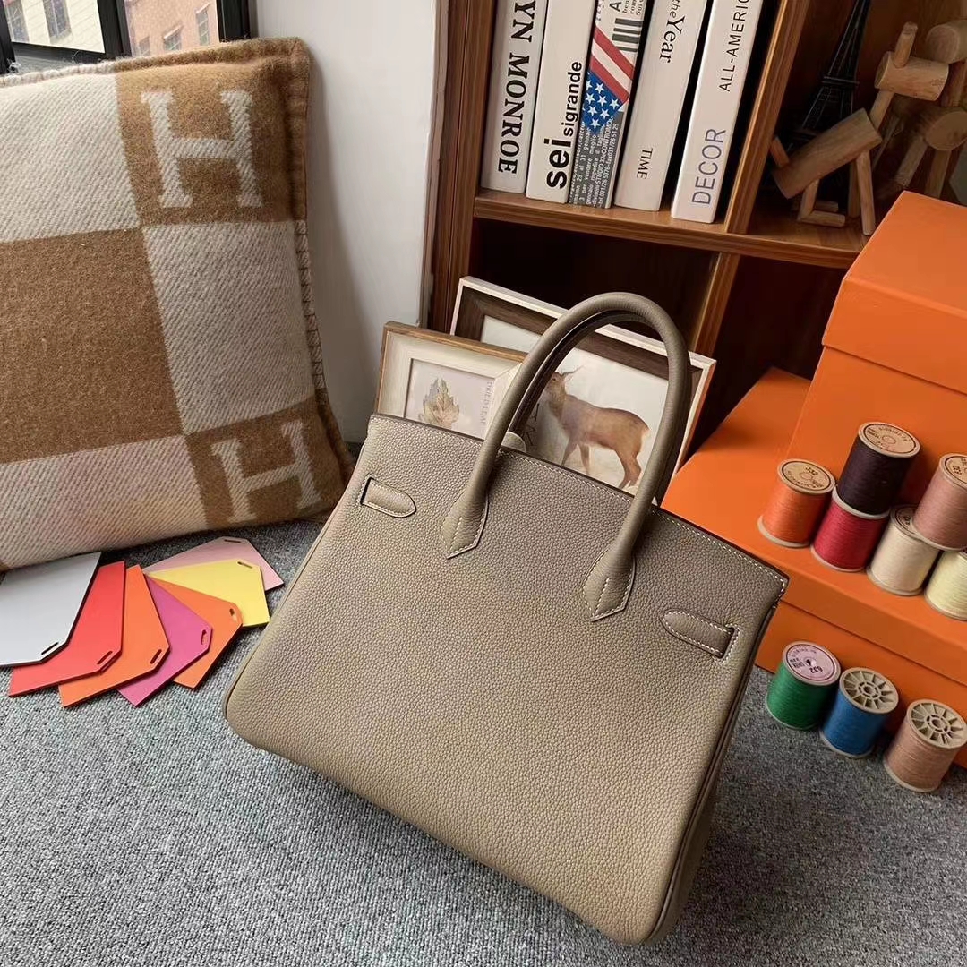 Hermès（爱马仕）CK18大象灰 原厂御用顶级小牛皮 Birkin 30 金扣 现货