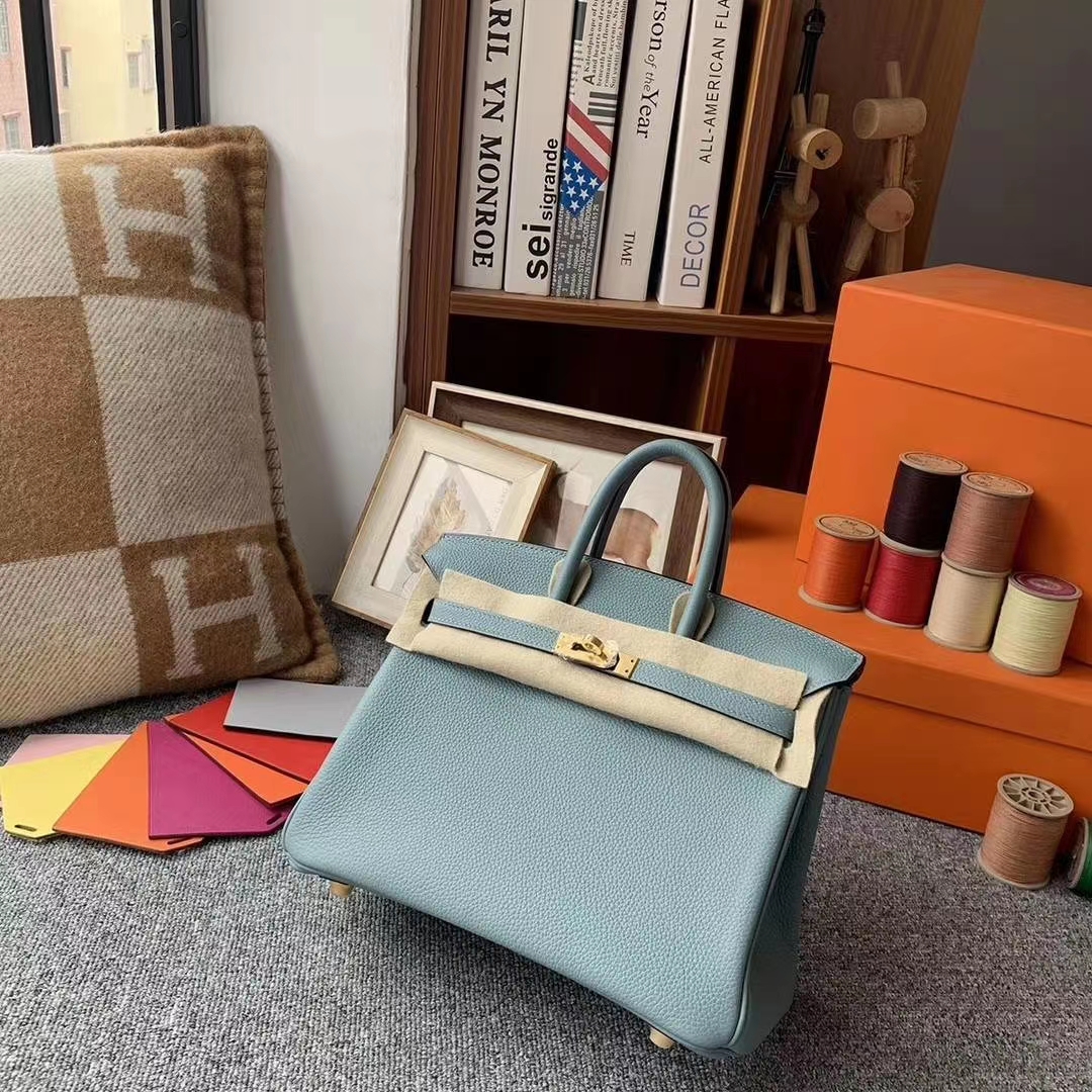 Hermès（爱马仕）天青色 原厂御用顶级小牛皮 Birkin 25 金扣