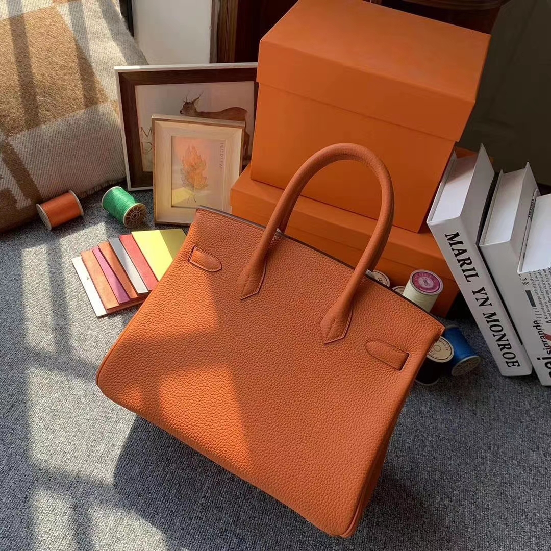 Hermès（爱马仕）93经典橙色 原厂御用顶级小牛皮 Birkin 30 金扣
