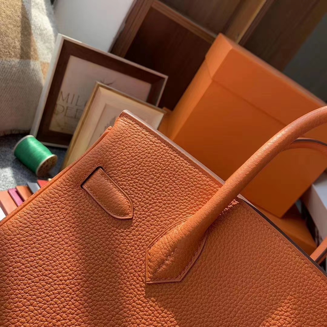 Hermès（爱马仕）93经典橙色 原厂御用顶级小牛皮 Birkin 30 金扣