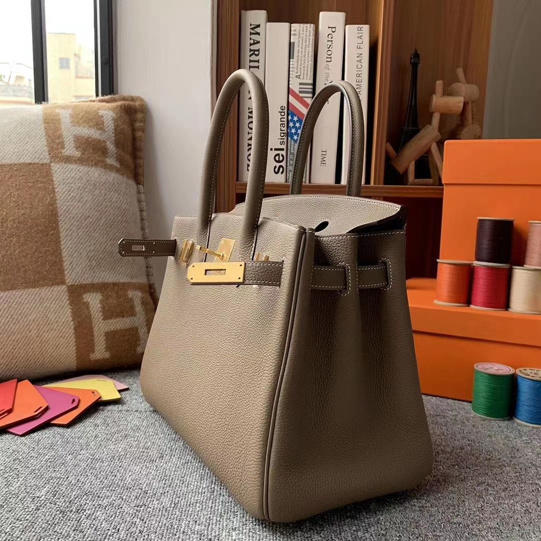 Hermès（爱马仕）CK18大象灰 原厂御用顶级小牛皮 Birkin 30 金扣 现货