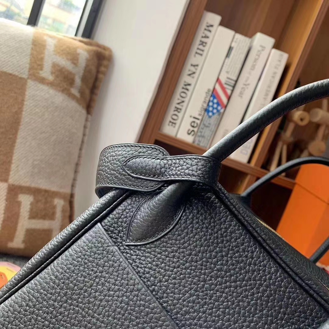 Hermès（爱马仕）CK89黑色 原厂御用顶级TC 皮 Lindy 30 金扣 银扣 现货