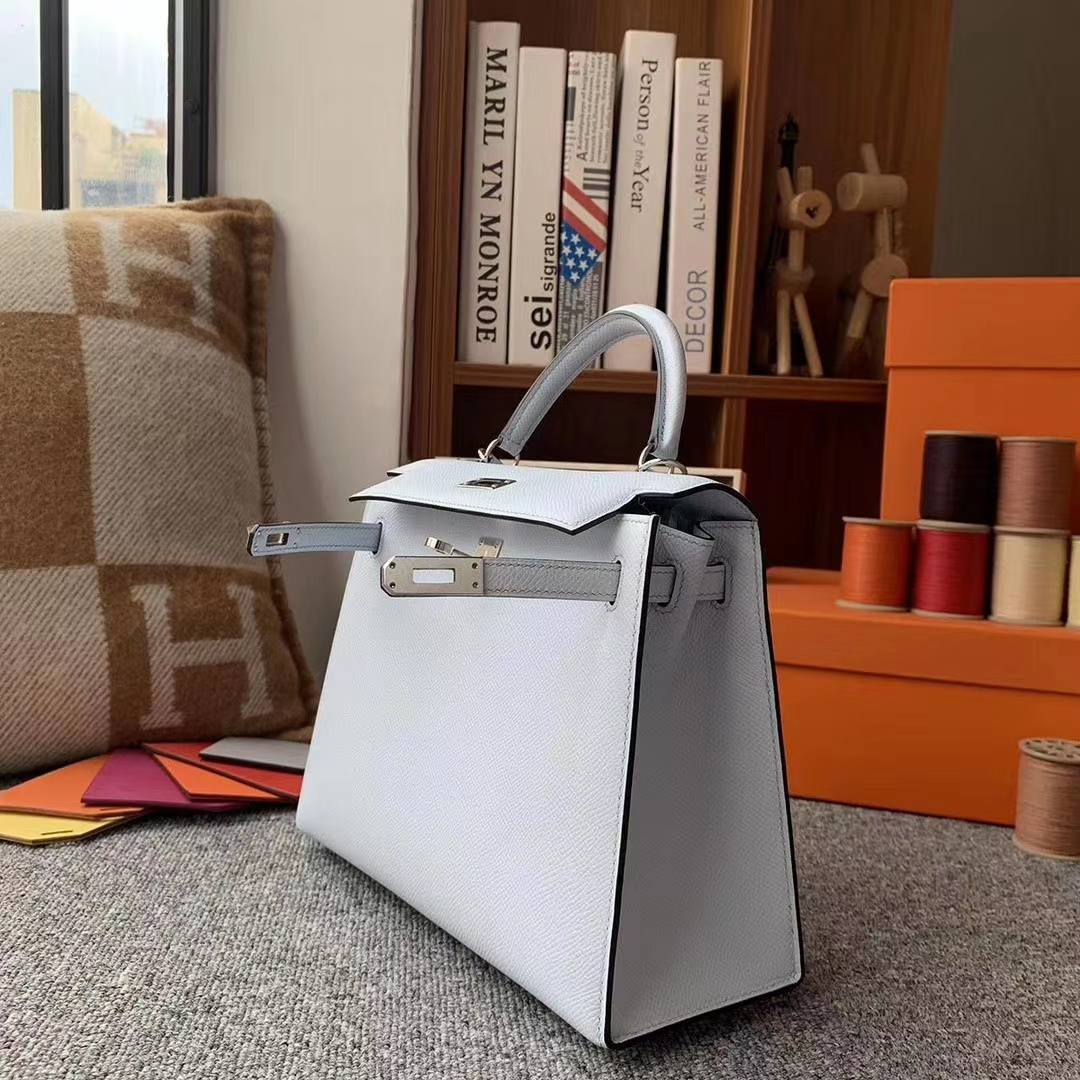 Hermès（爱马仕）天青色 原厂御用顶级Epsom 皮 Kelly 25 银扣 外缝