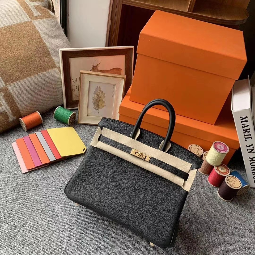 Hermès（爱马仕）CK89黑色 原厂御用顶级小牛皮 Birkin 25 金扣 银扣 现货