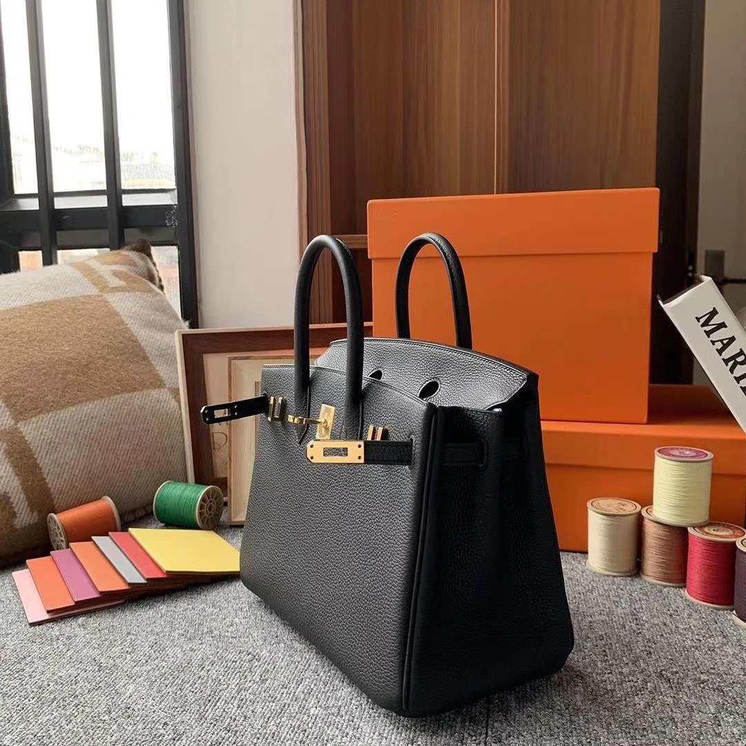 Hermès（爱马仕）CK89黑色 原厂御用顶级小牛皮 Birkin 25 金扣 银扣 现货
