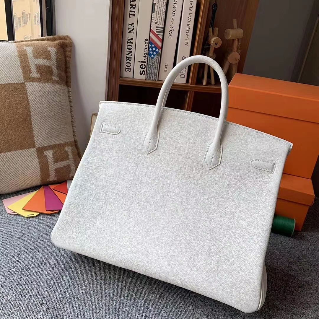Hermès（爱马仕）纯白色 原厂御用顶级小牛皮 Birkin 40 银扣