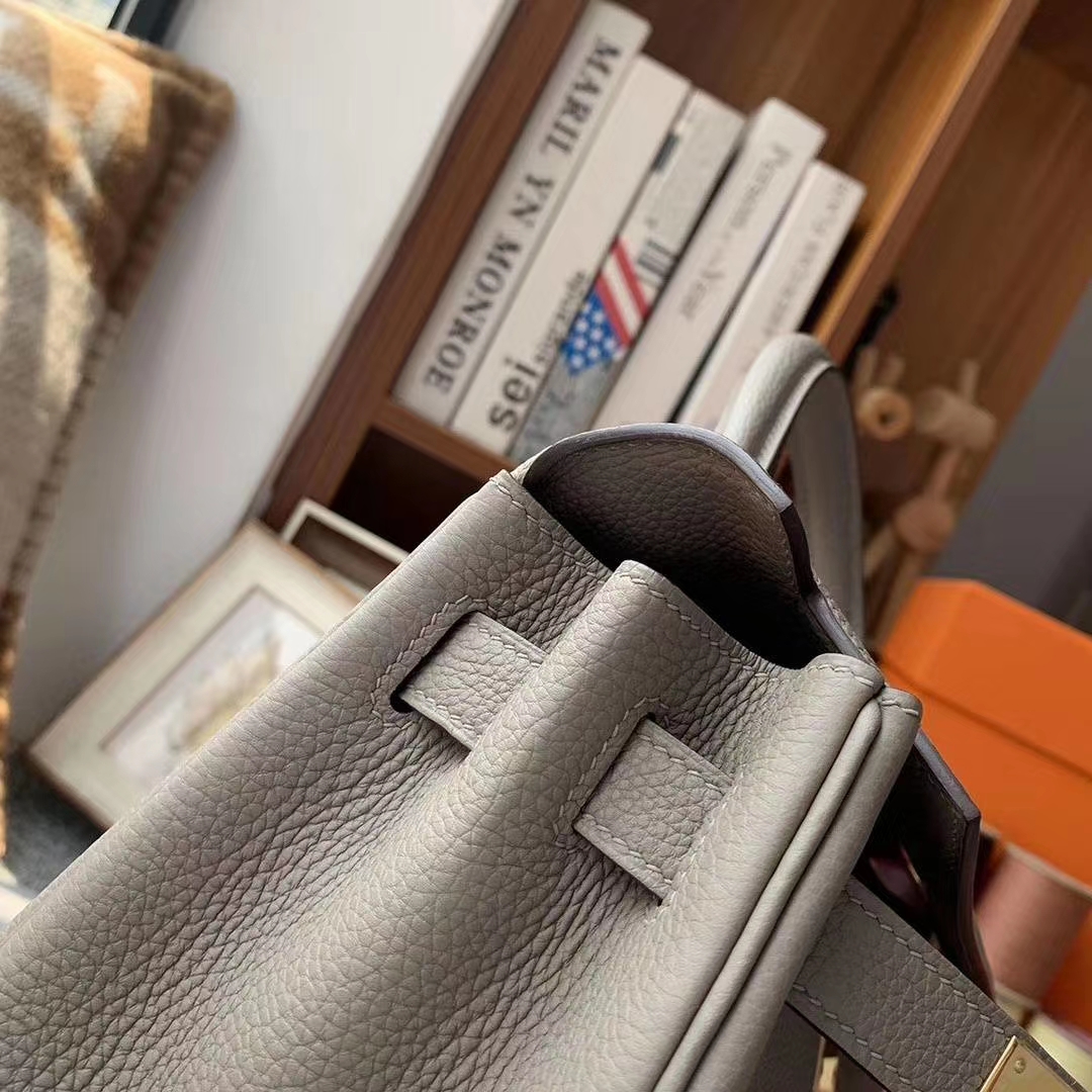 Hermès（爱马仕）M8沥青灰 原厂御用顶级小牛皮 Kelly 28 金扣