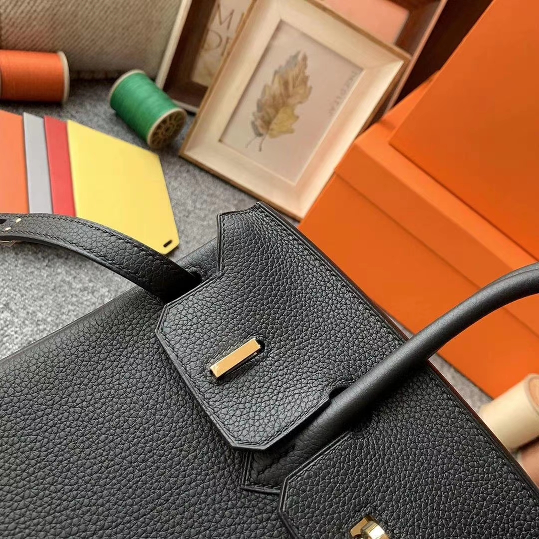 Hermès（爱马仕）CK89黑色 原厂御用顶级小牛皮 Birkin 25 金扣 银扣 现货