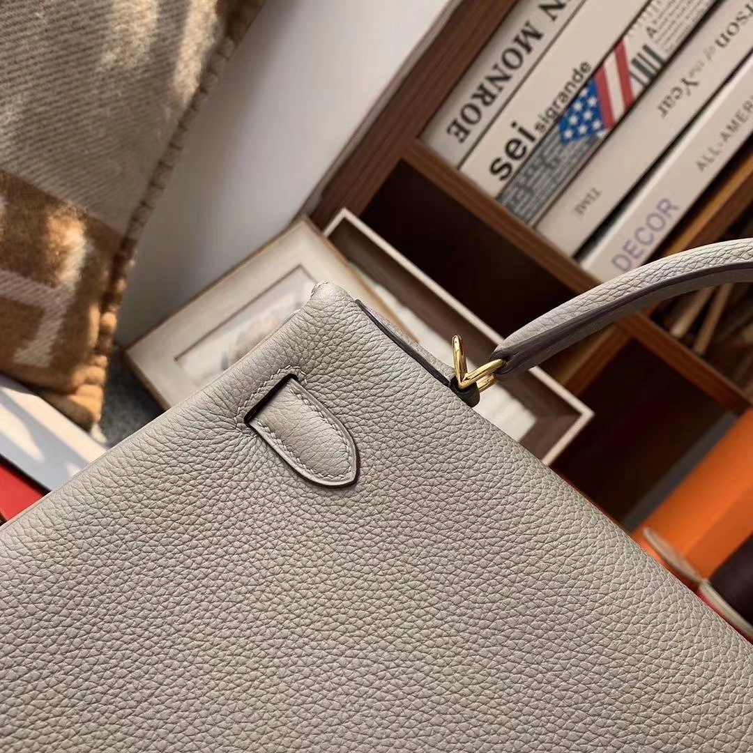 Hermès（爱马仕）M8沥青灰 原厂御用顶级小牛皮 Kelly 28 金扣