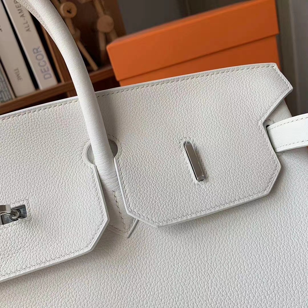 Hermès（爱马仕）纯白色 原厂御用顶级小牛皮 Birkin 40 银扣