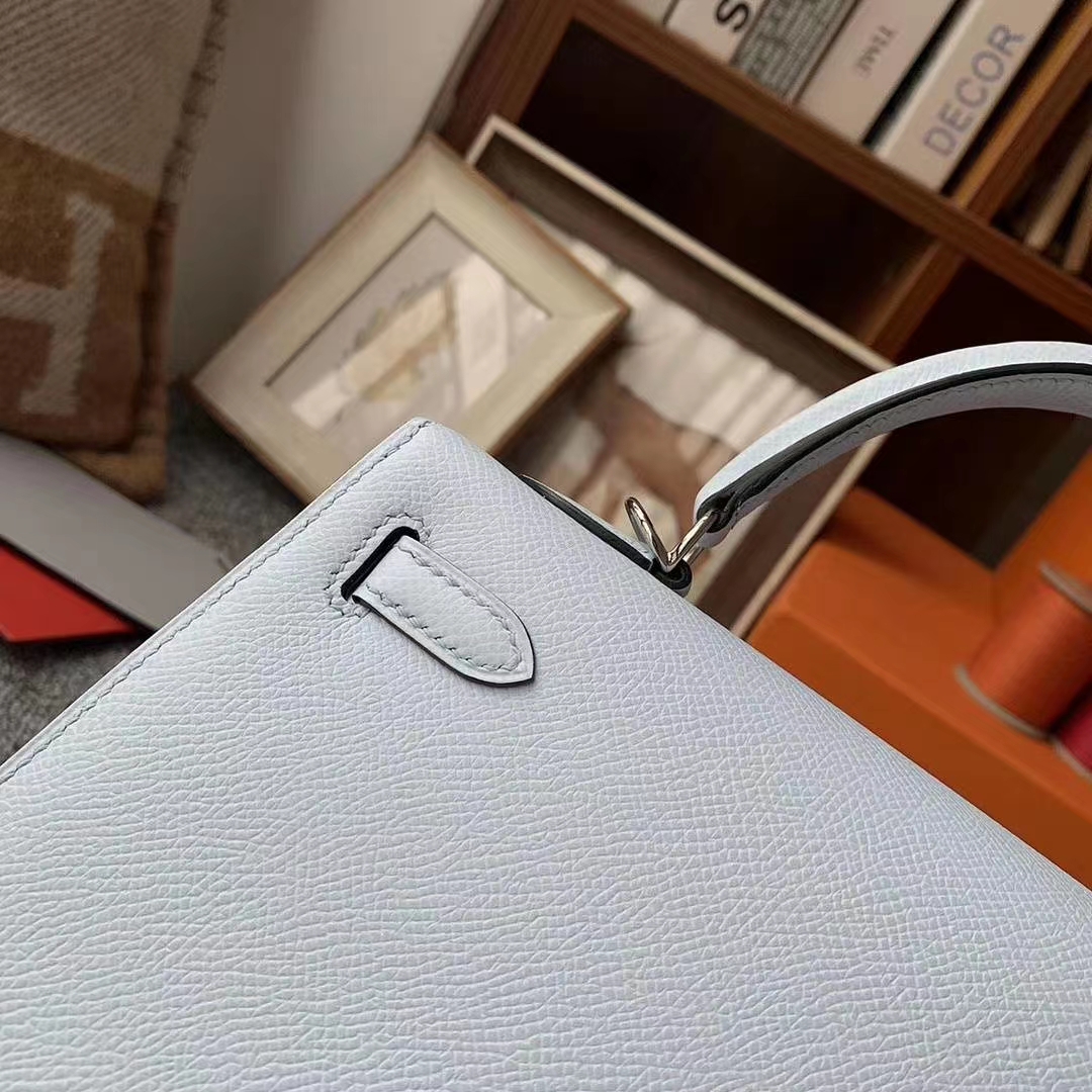 Hermès（爱马仕）天青色 原厂御用顶级Epsom 皮 Kelly 25 银扣 外缝