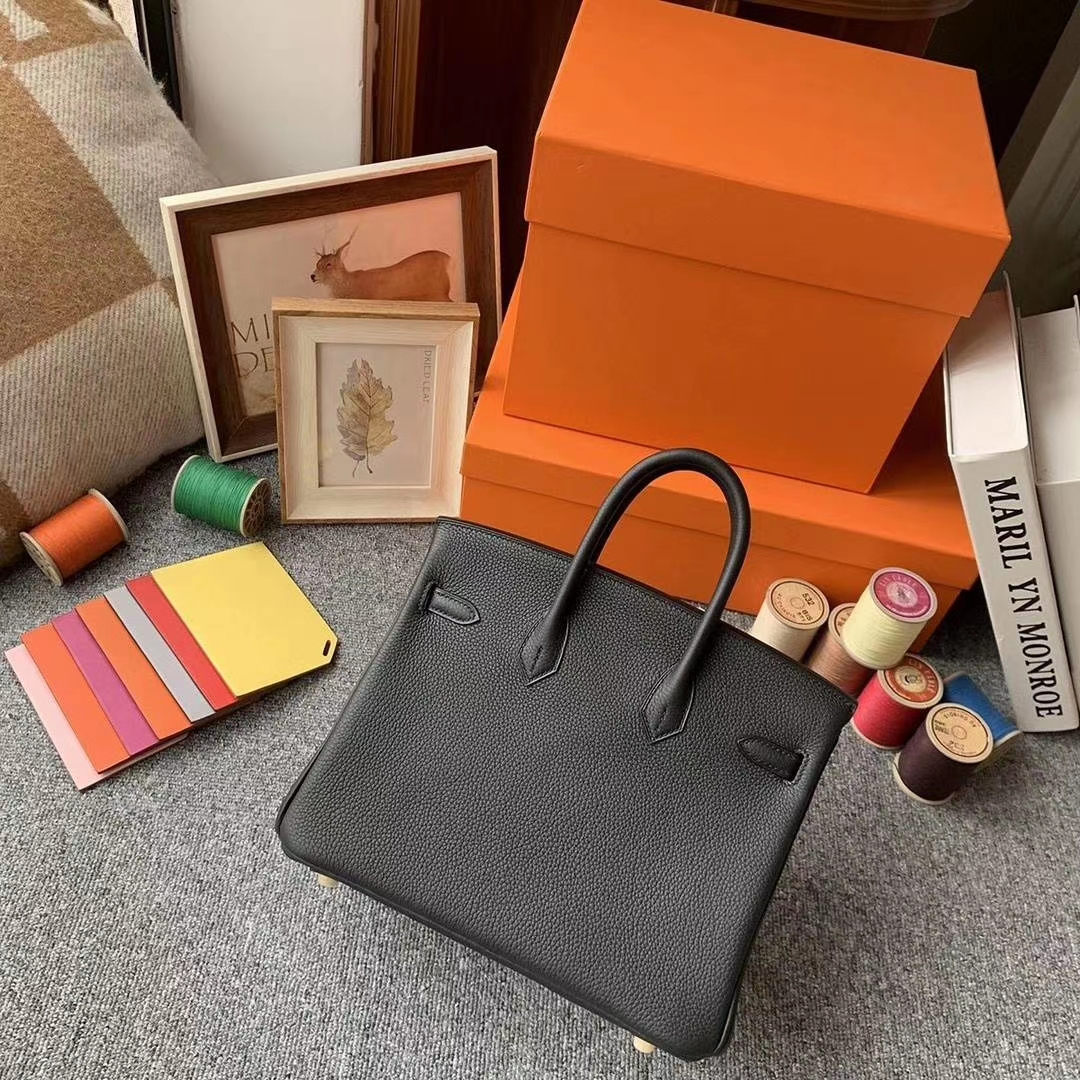 Hermès（爱马仕）CK89黑色 原厂御用顶级小牛皮 Birkin 25 金扣 银扣 现货