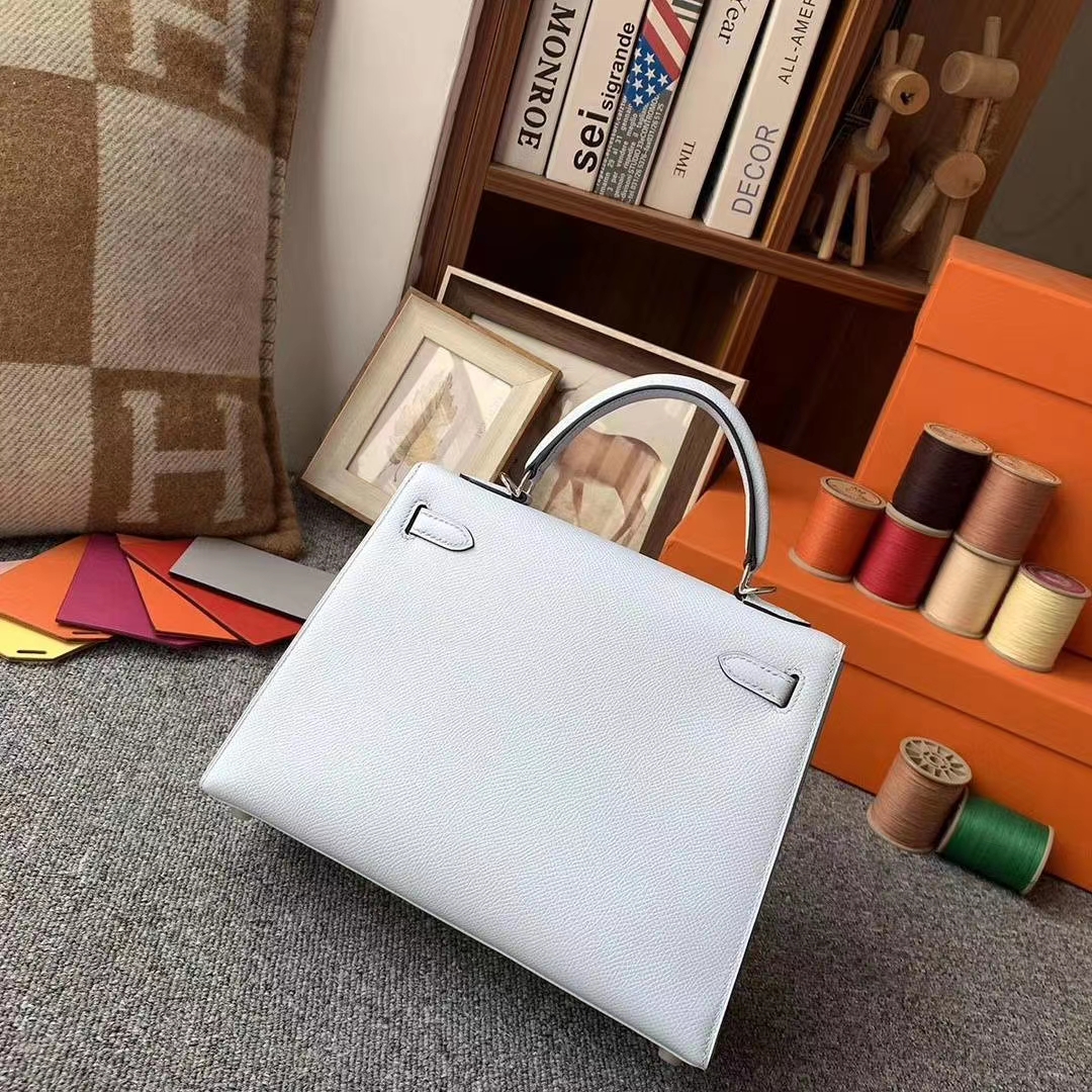 Hermès（爱马仕）天青色 原厂御用顶级Epsom 皮 Kelly 25 银扣 外缝
