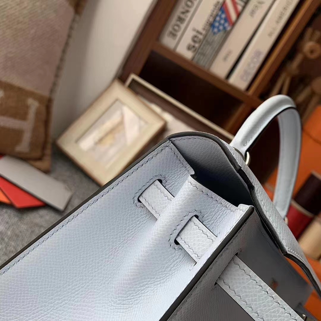 Hermès（爱马仕）天青色 原厂御用顶级Epsom 皮 Kelly 25 银扣 外缝