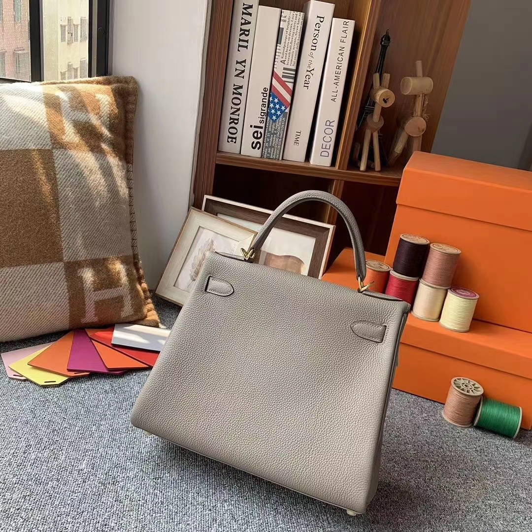 Hermès（爱马仕）M8沥青灰 原厂御用顶级小牛皮 Kelly 28 金扣
