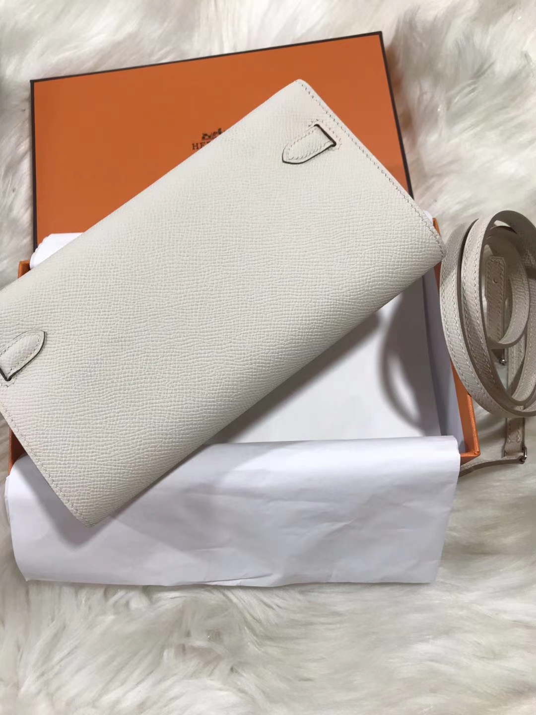 Hermès（爱马仕）Kelly togo 原装等级进口epsom皮 奶昔白 银扣 现货