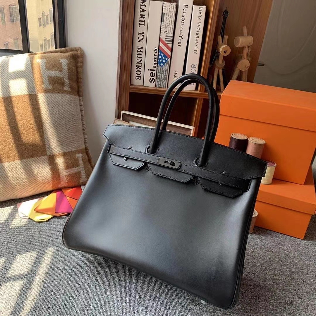 Hermès（爱马仕）CK89黑色 原厂御用顶级Box 皮 Birkin 35 So Black