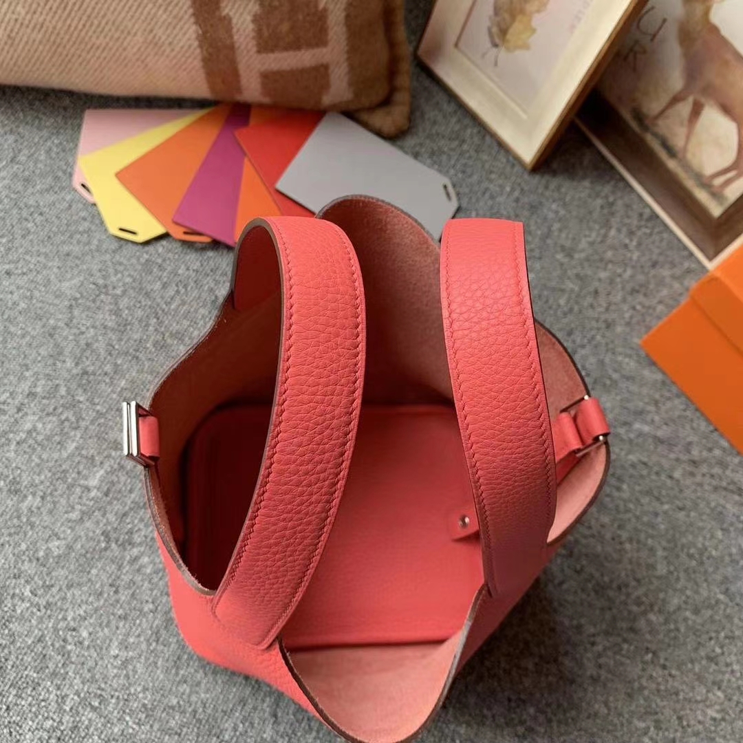 Hermès（爱马仕）8W新唇膏粉 原厂御用顶级TC皮 Picotin  Lock 18cm 银扣 现货