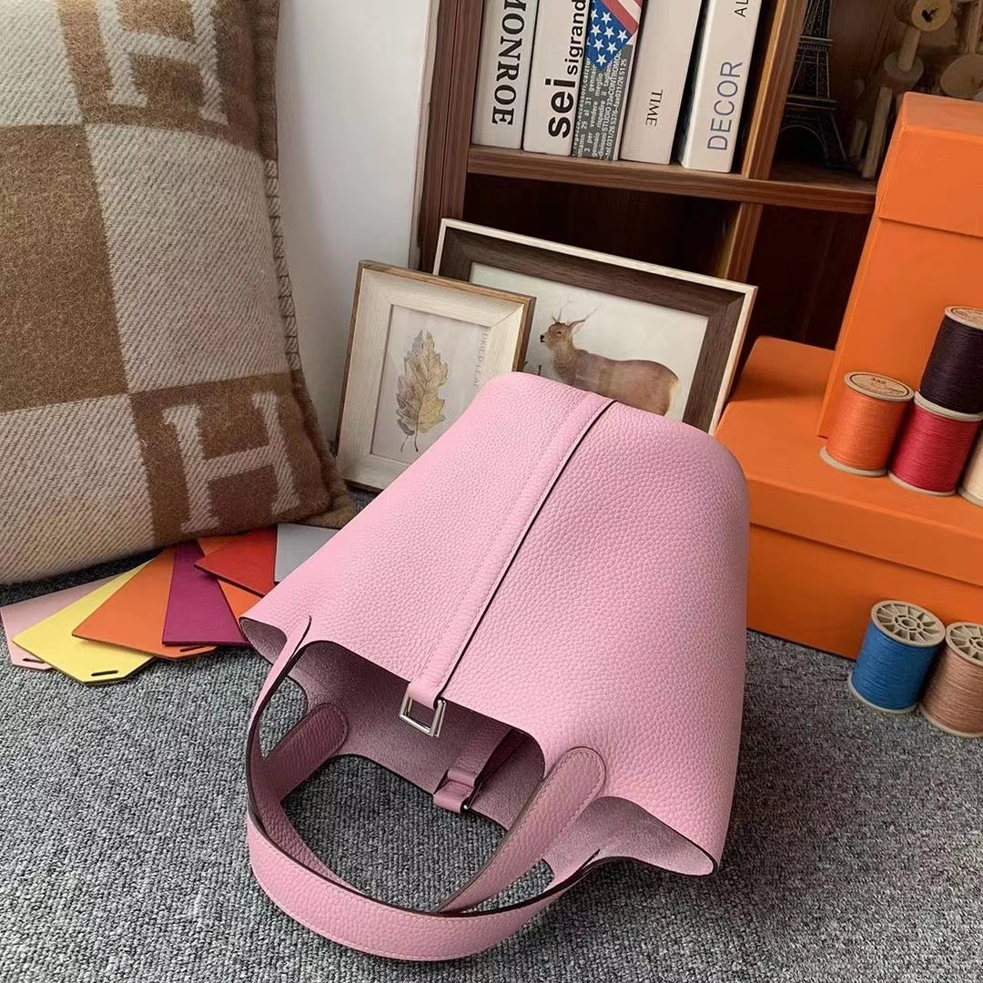 Hermès（爱马仕）锦葵紫色 原厂御用顶级TC皮 Picotin  Lock 18cm 银扣