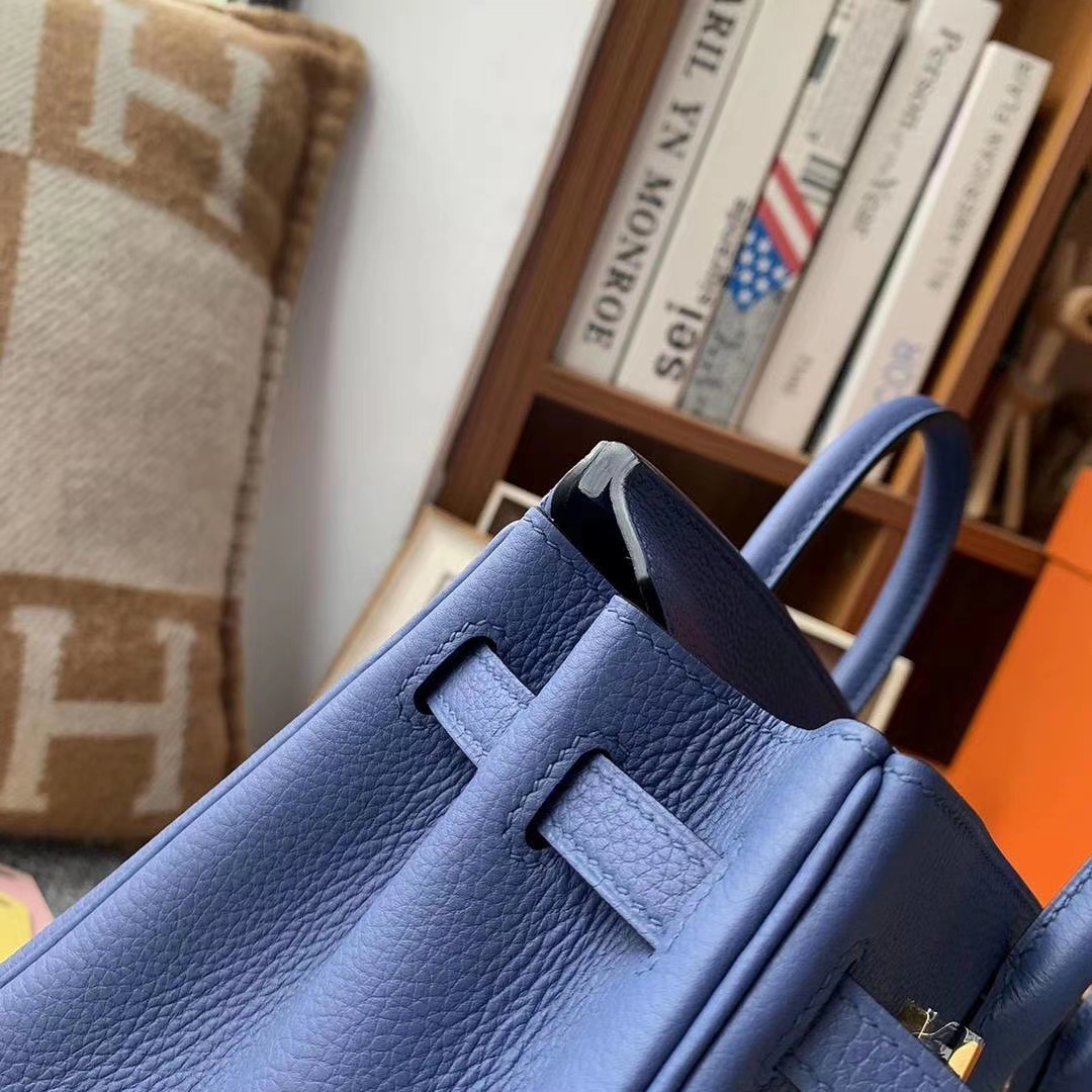 Hermès（爱马仕）R2玛瑙蓝 原厂御用顶级小牛皮 Birkin 25 金扣