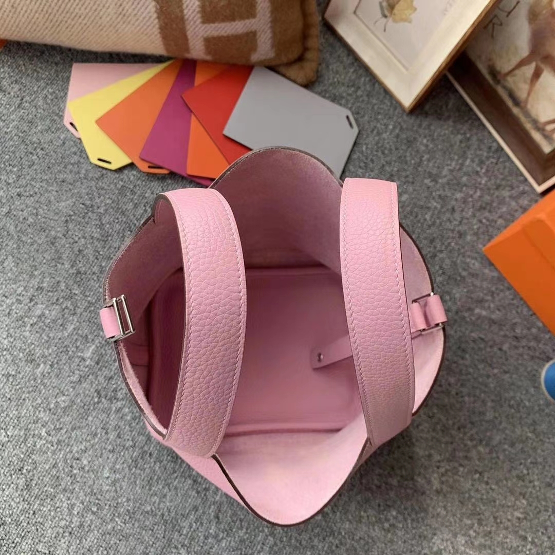 Hermès（爱马仕）锦葵紫色 原厂御用顶级TC皮 Picotin  Lock 18cm 银扣