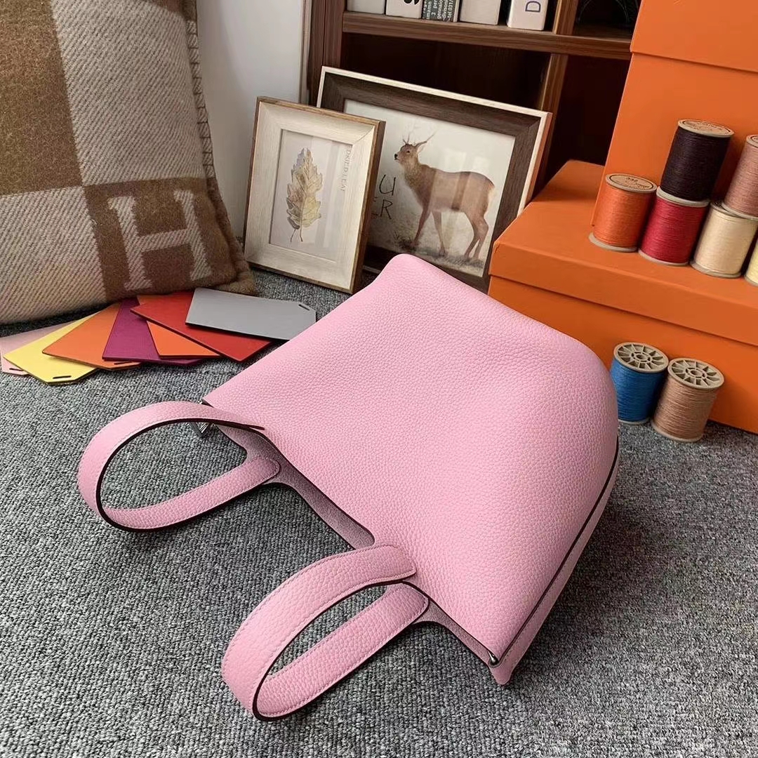Hermès（爱马仕）锦葵紫色 原厂御用顶级TC皮 Picotin  Lock 18cm 银扣